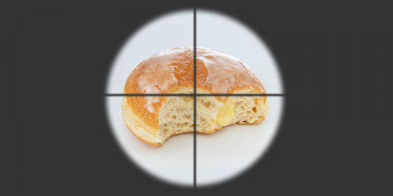 Custard donut in crosshairs